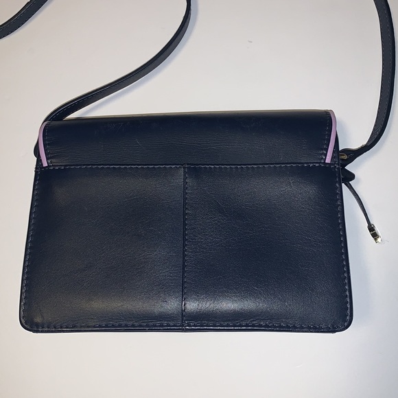 RADLEY London Navy Blue Leather Crossbody Purse with Pink and Purple Accents - Picture 5 of 14